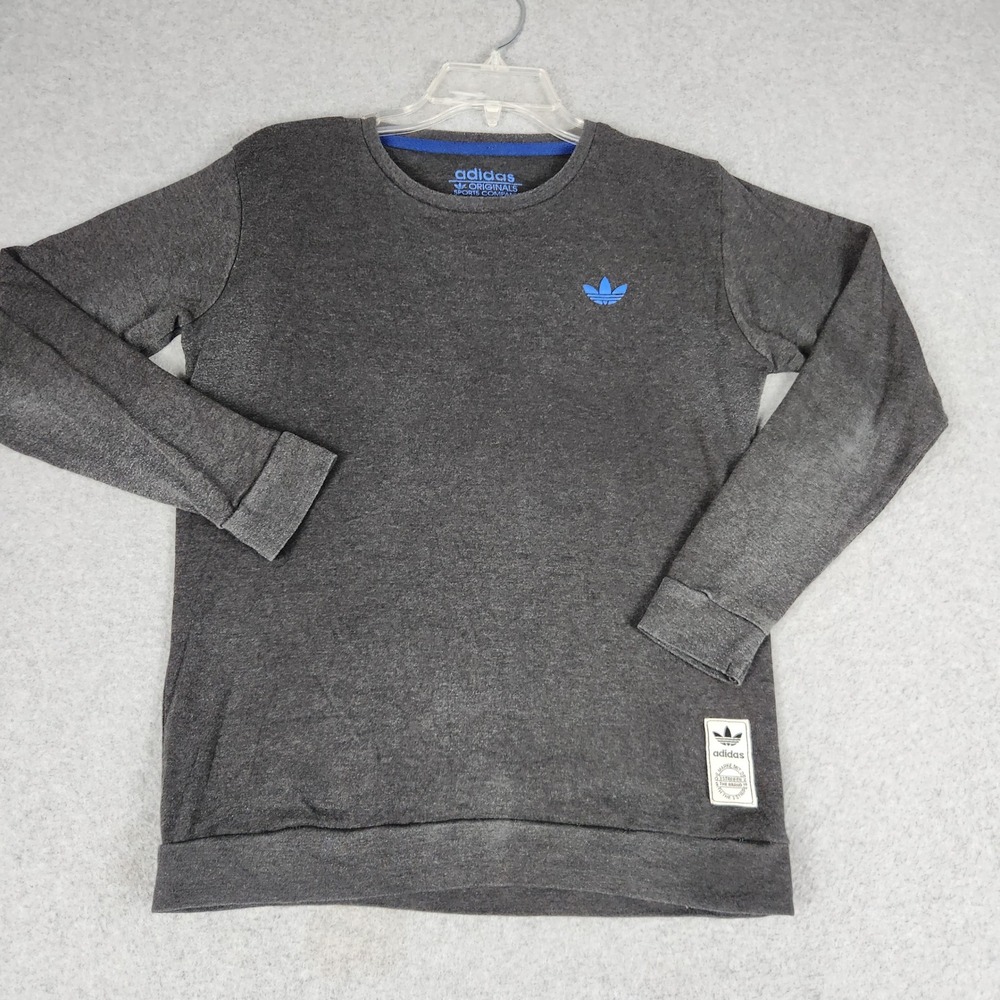Adidas Originals Sweatshirt Kids Medium Charcoal Gray Trefoil Crewneck Athletic